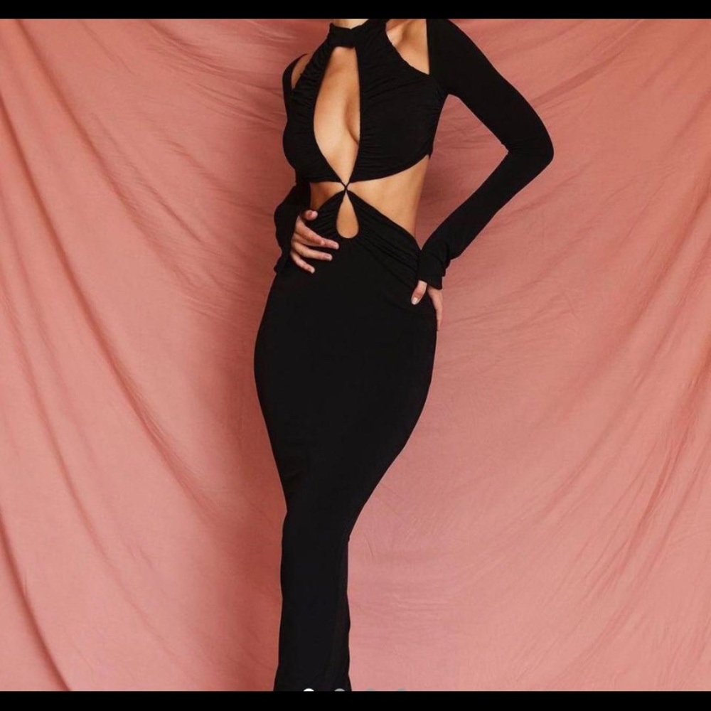 House of CB “Serafina” jersey cut-out dress